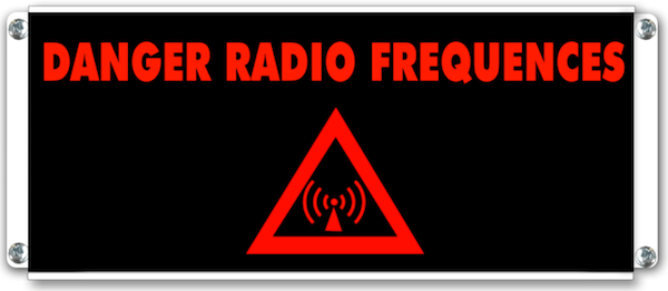 Signalisation lumineuse Danger radiofréquence avec pictogramme radiofréquence